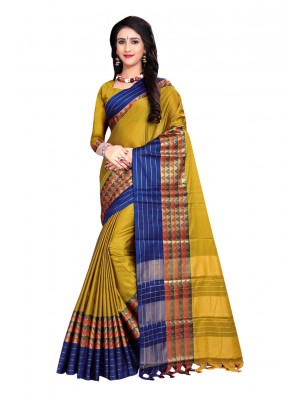 Yellow Casual Wear Sari New Fashion Designer Printed Polyster Silk Saree Free Blouse