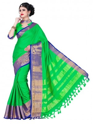 Crazy Bachat Green Casual Wear Sari New Fashion Designer Printed Polyster Silk Saree Free Blouse