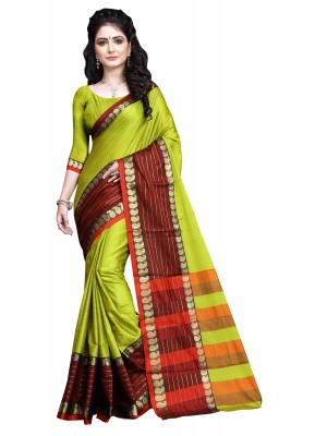 Crazy Bachat Casual Wear Sari New Fashion Designer Green Printed Polyster Silk Saree Free Blouse
