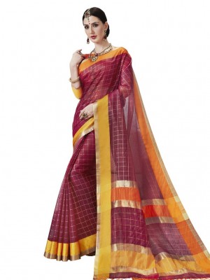 Indian New Fashion Ethnic Designer Kota Silk Saree With Free Blouse