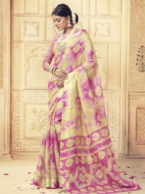 New Indian Latest Designer Kota Silk Fabric Multi Color Saree With Free Blouse