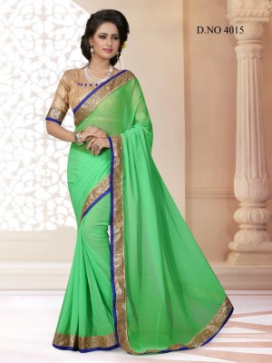 Indian Latest Designer Georgette Fabric Light Green Color Saree With Free Fancy Blouse