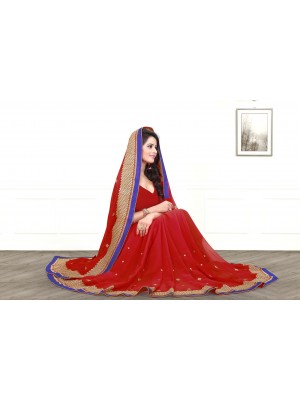 New Indian Ehtnic Designer Chiffon Fabric Black Color Saree With Free Blouse