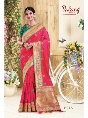 Indian Latest Designer Two Tone Silk Festive Wear Saree In Reddish Pink Color With Free Blouse