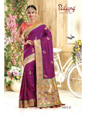 Indian Latest Designer Two Tone Silk Festive Wear Saree In Magenta Color With Free Blouse