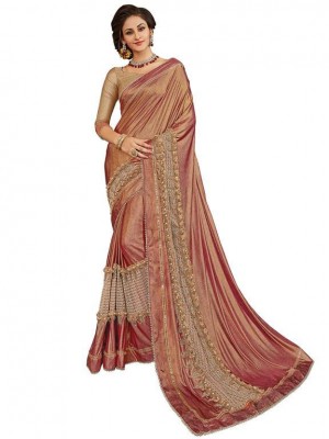 Indian Bollywood Designer Ethnic Maroon Colored Bright synthetic Wedding/Party Wear Saree Free Blouse