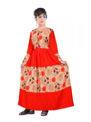 Indian Designer New Fancy Orange Tunic Viscose Rayon Printed Kurti
