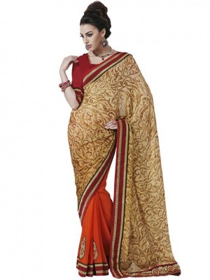 Indian Bollywood Multi Colored Designer Ethnic Satin Chiffon Wedding/Party Wear Saree Free Blouse