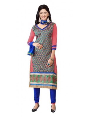 Indian Designer Salwar Suit Fancy Embroidery Pink Green Casual Wear Dress