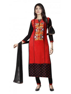 Indian Designer Salwar Suit Fancy Black Red Embroidery Casual Wear Dress