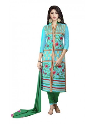 Indian Designer Salwar Suit Fancy Embroidery Blue Casual Wear Dress
