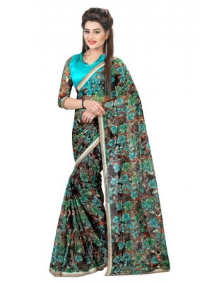 Indian Ethnic Designer Printed Russel Net Saree With Free Blouse