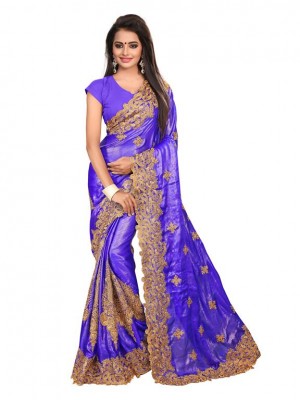 Indian Ethnic Designer Blue Colored Saree With Free Blouse