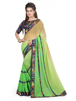 Crazy Bachat Green & Beige Wedding Wear New Fashion Bollywood Designer Georgette Saree Free Blouse