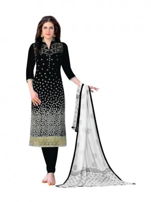 New Designer Ethnic Indian Black Colored Cambric Cotton Dress Material