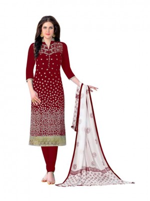 New Designer Ethnic Indian Maroon Colored Cambric Cotton Dress Material