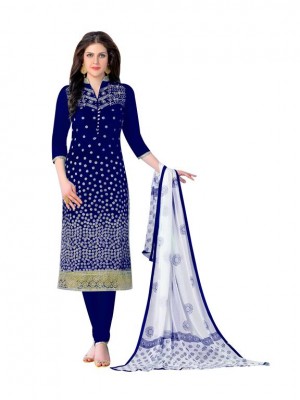 New Designer Ethnic Indian Blue Colored Cambric Cotton Dress Material