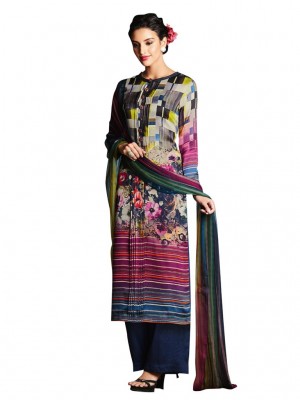 Indian Designer Salwar Suits Multi Satin Digital Printed Dress