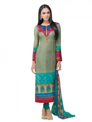 Indian Designer Salwar Suits Frech Crape Gray Color Semi Stitched Dress