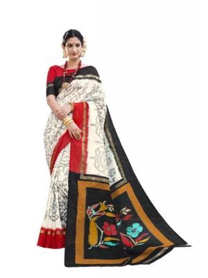 Indian Ethnic White Casual Wear New Fashion Bollywood Designer Tussar Art Silk Saree Free Blouse