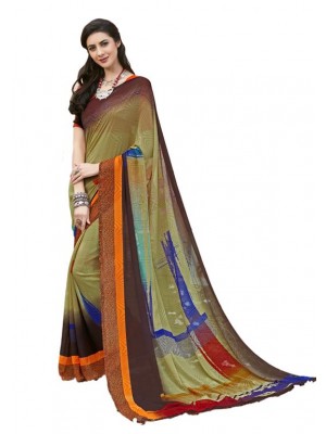 Indian Ethnic Colored Multi Casual Wear New Fashion Bollywood Designer Georgette Saree Free Blouse