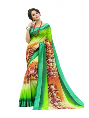 Indian Ethnic Green Colored Party Wear Fashionable Bollywood Designer Chanderi Silk Saree Free Blouse