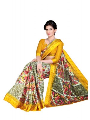 Indian Ethnic Casual And Party Wear Bollywood Color Multi  Designer Chanderi Cotton Saree Free Blouse