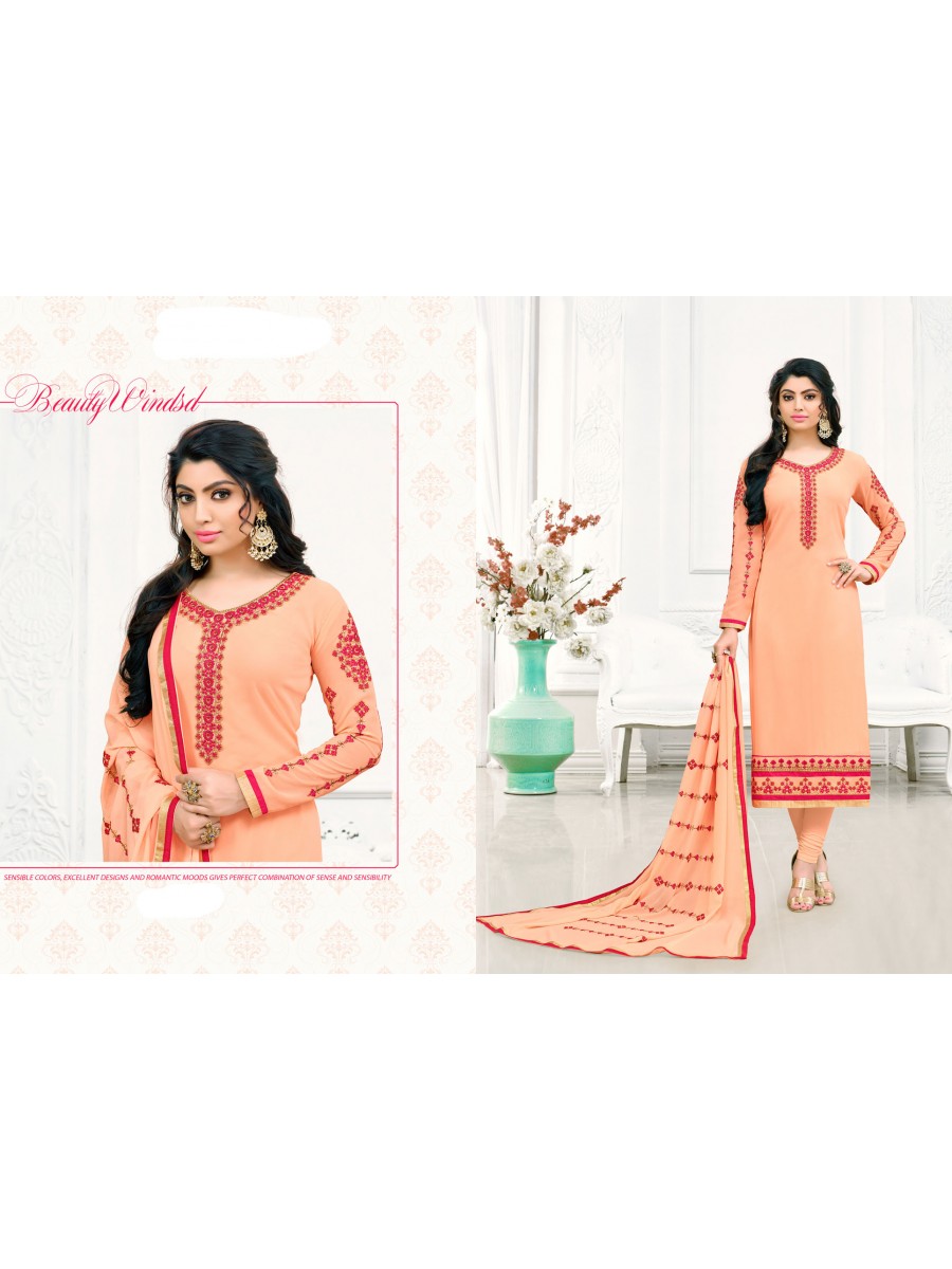 Latest Indian Designer Salwar Kameez Georgette Peach Color